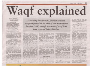 Waqf Explained Muslim Views April 2013
