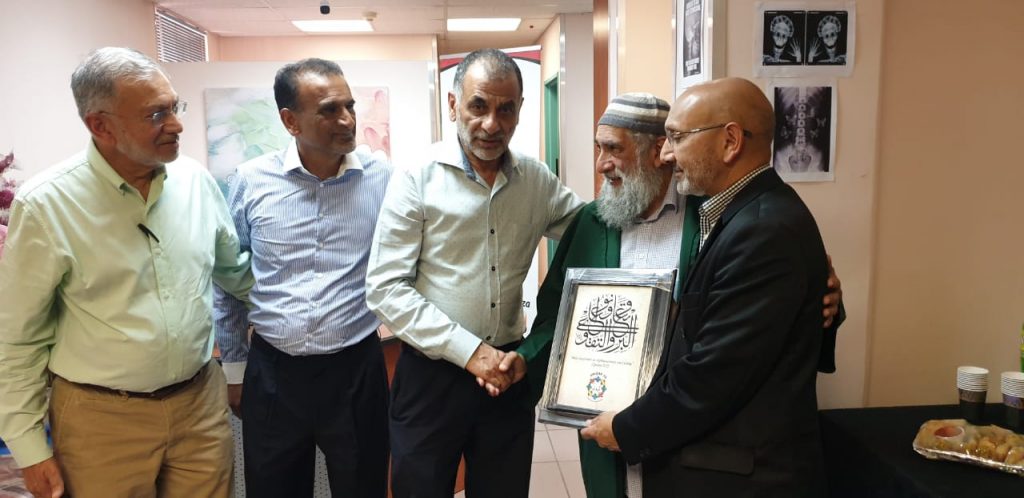 From left to right: Awqaf SA CEO: Zeinoul Abedien Cajee, Farouk Limalia (Awqaf SA), Akhtar Thoken (Awqaf SA), Sultan Bahu Spiritual Head: Shaykh Saeed Ali Chopdat and Sedick Isaacs (Awqaf SA) 
